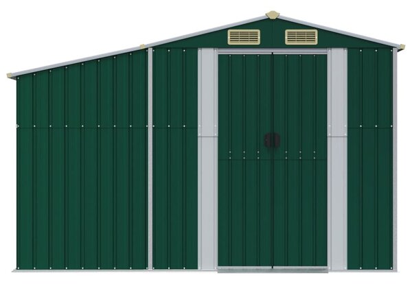 Zöld horganyzott acél kerti fészer 277 x 279 x 179 cm