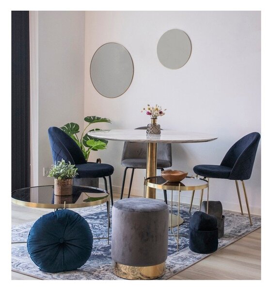 Kerek étkezőasztal márvány dekoros asztallappal ø 110 cm Bolzano – House Nordic