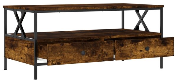 Füstös tölgy színű szerelt fa dohányzóasztal 100 x 51 x 45 cm