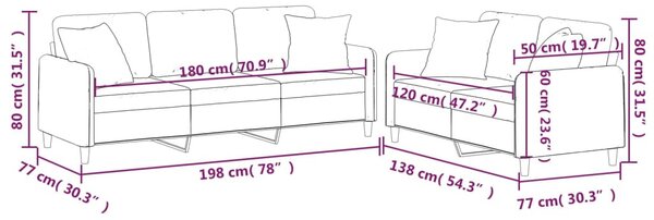 2 részes fekete szövet ülőgarnitúra párnákkal