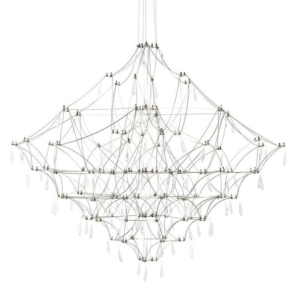 King Home Constellation 100 LED Függőlámpa Szálcsiszolt Acél Kristály