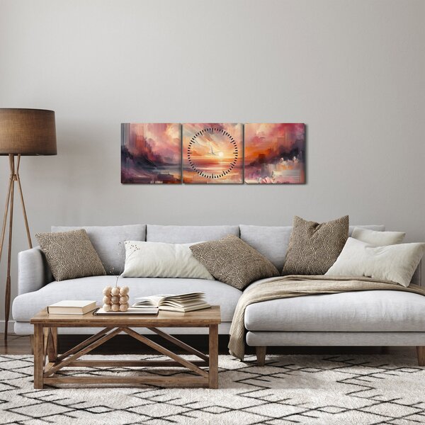Kép - Festett alkonyat (órával) (90x30 cm)