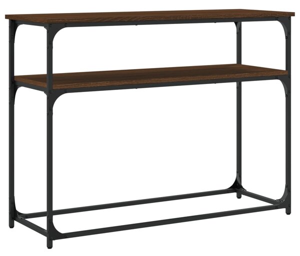 Barna tölgyszínű szerelt fa tálalóasztal 100x35,5x75 cm