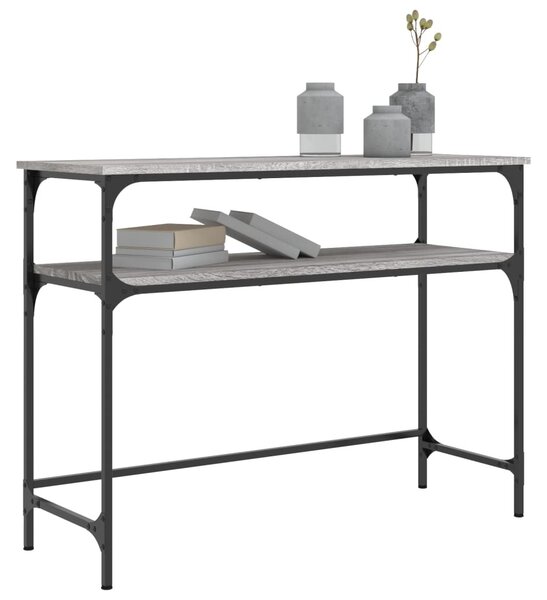 Szürke sonoma színű szerelt fa konzolasztal 100x35,5x75 cm