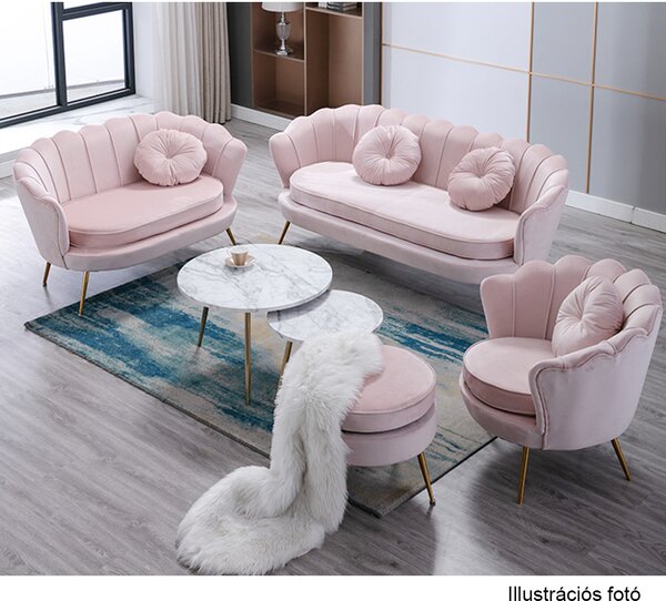 Pad Art-deco stílusban, rózsaszín Velvet anyag/gold chróm-arany, NOBLIN