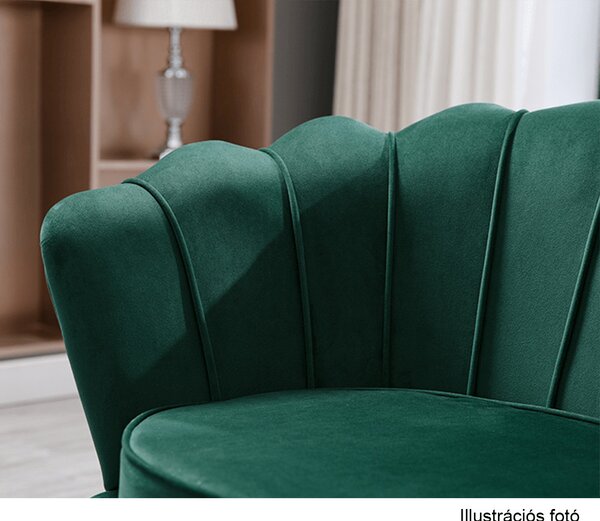 Fotel Art-deco stílusban, smaragd Velvet anyag/gold króm-arany, NOBLIN