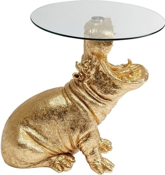 KARE Design HIPPO Arany Víziló Üveglapos Dohányzóasztal