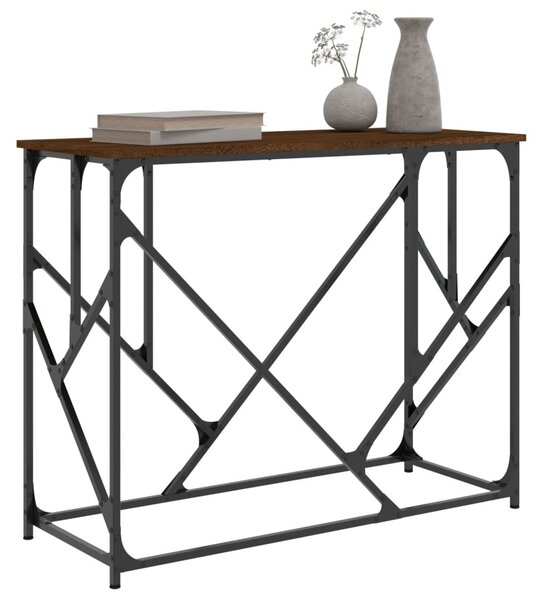 Barna tölgyszínű szerelt fa tálalóasztal 100x40x80 cm