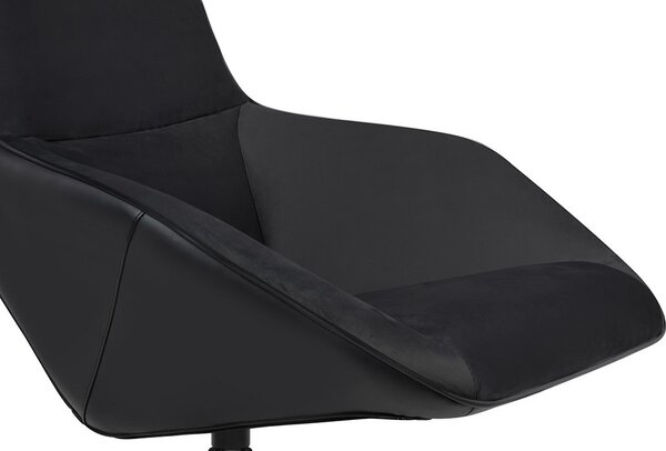 King Home VITA Forgó Fotel Velvet/PU Bőr Fekete
