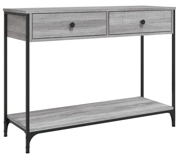 Szürke sonoma színű szerelt fa konzolasztal 100 x 34,5 x 75 cm