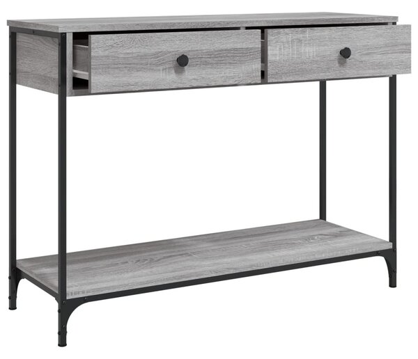 Szürke sonoma színű szerelt fa konzolasztal 100 x 34,5 x 75 cm