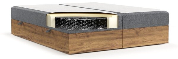 Szürke-natúr színű ágyneműtartós boxspring ágy 180x200 cm Faro – Maison de Rêve
