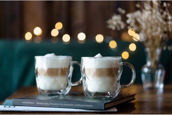 Üveg bögre szett 2 db-os cappucinóhoz-duplafalú 330 ml Geo – Vialli Design