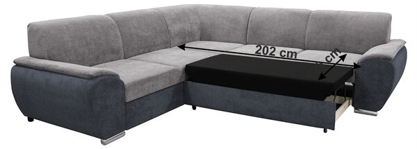 Ülőgarnitúra, sötét szürke/szürke Soro anyag, balos, kivitel, EMILY