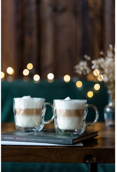 Üveg bögre szett 2 db-os cappucinóhoz-duplafalú 330 ml Geo – Vialli Design