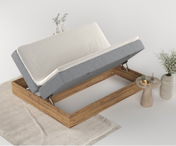 Szürke-natúr színű ágyneműtartós boxspring ágy 180x200 cm Faro – Maison de Rêve
