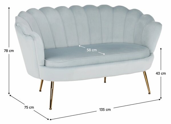 Pad Art-deco stílusban, szürke-kék Velvet anyag/gold chróm-arany, NOBLIN