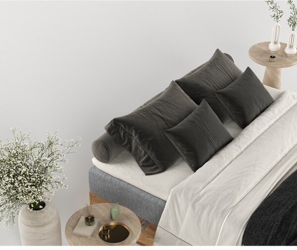 Szürke-natúr színű ágyneműtartós boxspring ágy 180x200 cm Faro – Maison de Rêve