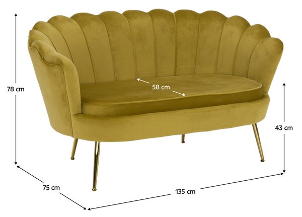 Pad Art-deco stílusban, mustár színűVelvet anyag/gold chróm-arany, NOBLIN