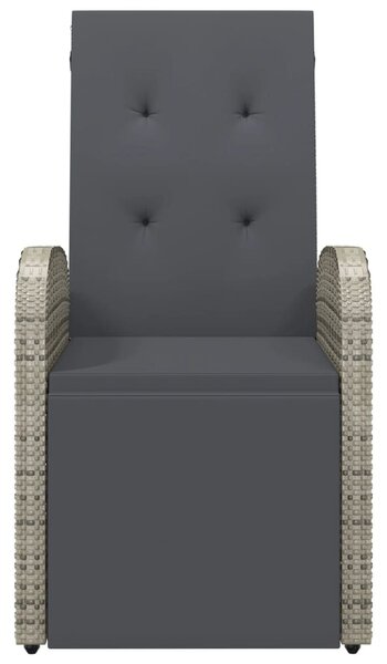 Szürke dönthető háttámlás polyrattan kerti szék párnával