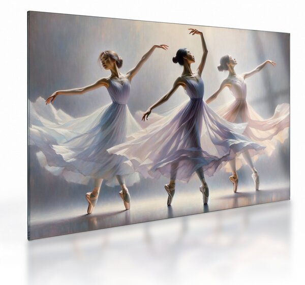 Üveg kép - Három balerina (70x50 cm)