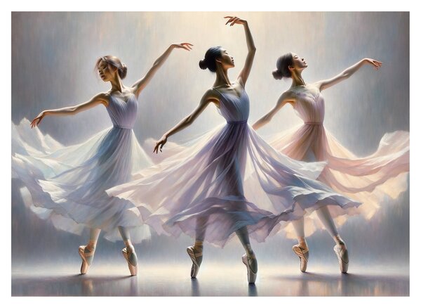 Üveg kép - Három balerina (70x50 cm)
