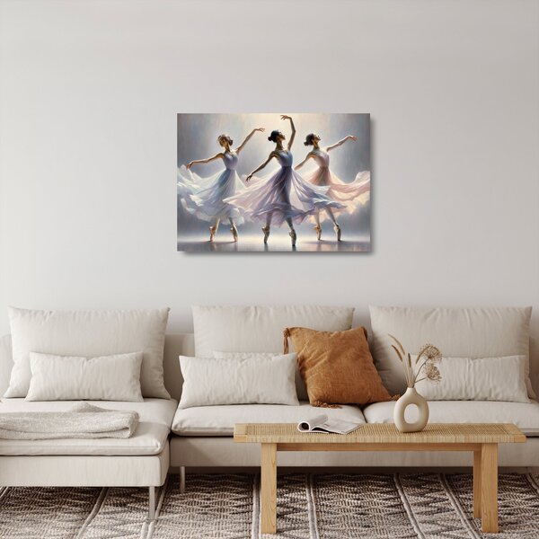 Üveg kép - Három balerina (70x50 cm)