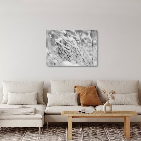 Üveg kép - Havas ágak (70x50 cm)
