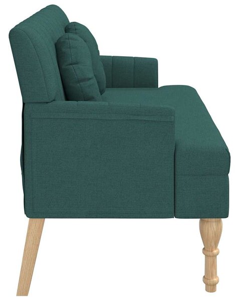 Sötétzöld szövetpad párnákkal 113x64,5x75,5 cm