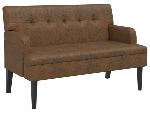 VidaXL barna műbőr pad háttámlával 112x65,5x75 cm
