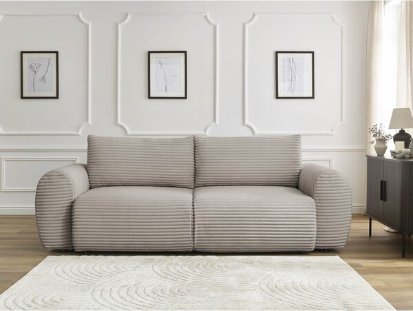 Világosszürkés bézs kordbársony kinyitható kanapé 257 cm Lucien – Bobochic Paris