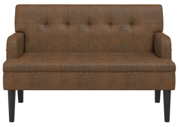 VidaXL barna műbőr pad háttámlával 112x65,5x75 cm