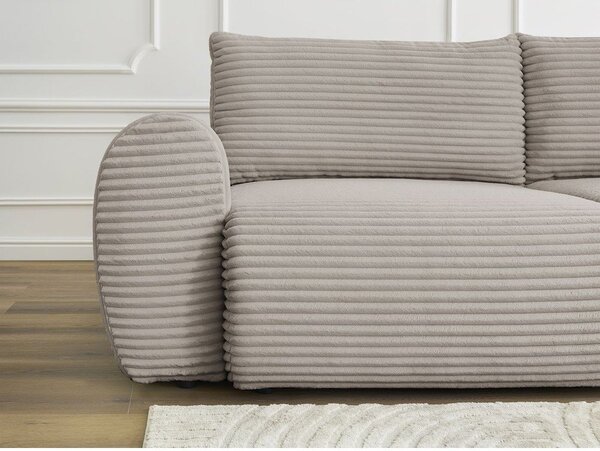 Világosszürkés bézs kordbársony kinyitható kanapé 257 cm Lucien – Bobochic Paris