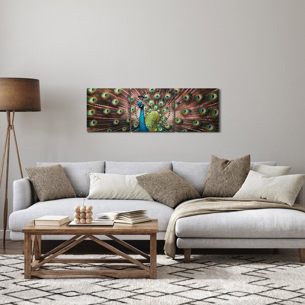 Kép - Páva (órával) (90x30 cm)