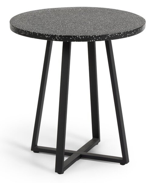 Tella fekete kerti asztal kő asztallappal, ø 70 cm - Kave Home