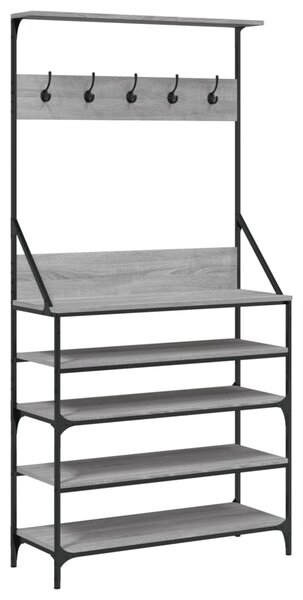 Szürke sonoma ruhafogas cipőpolccal 90 x 34 x 184 cm
