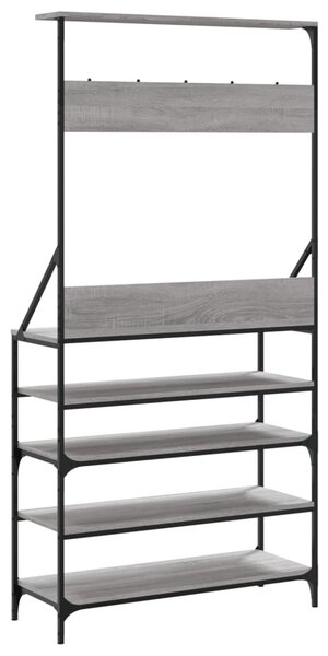 Szürke sonoma ruhafogas cipőpolccal 90 x 34 x 184 cm