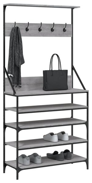 Szürke sonoma ruhafogas cipőpolccal 90 x 34 x 184 cm