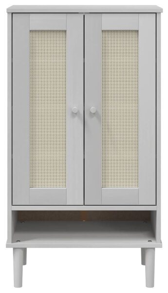 SENJA fehér rattanhatású tömör fa cipőszekrény 59,5x35x107 cm