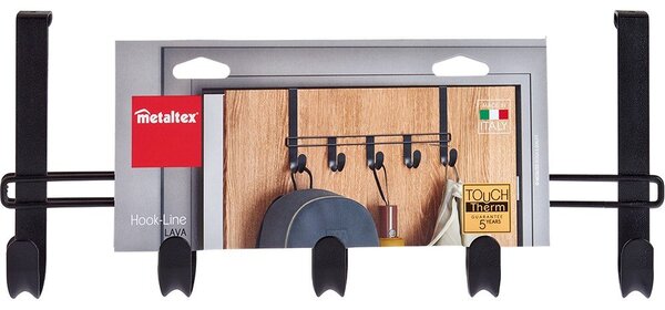Fekete fém ajtófogas 38 cm Lava – Metaltex