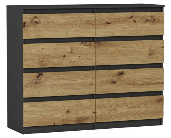 Komód 8 fiókos 120 cm R120-S8 - antracit - artisan tölgy