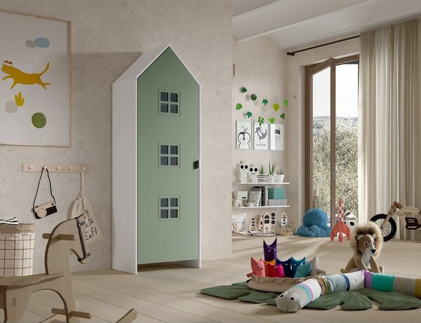 Fehér-zöld gyerek ruhásszekrény 58x172x37 cm Casami Bruges – Vipack