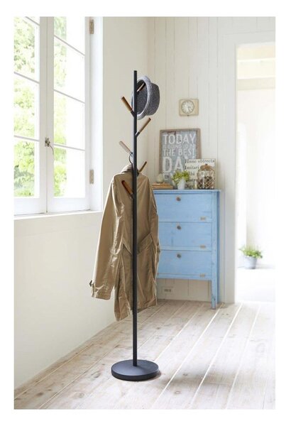 Plain Pole Hanger fekete állófogas bükkfa részletekkel - YAMAZAKI