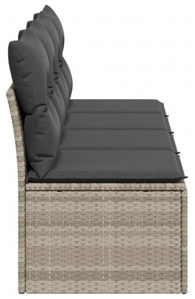 4 személyes világosszürke polyrattan kerti kanapé párnával