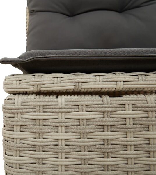 10 részes világosszürke polyrattan kerti ülőgarnitúra párnákkal
