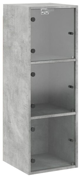 Betonszürke faliszekrény üvegajtókkal 35x37x100 cm