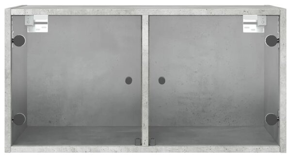 Betonszürke faliszekrény üvegajtókkal 68,5x37x35 cm
