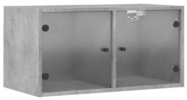 2 db betonszürke faliszekrény üvegajtókkal 68,5 x 37 x 35 cm