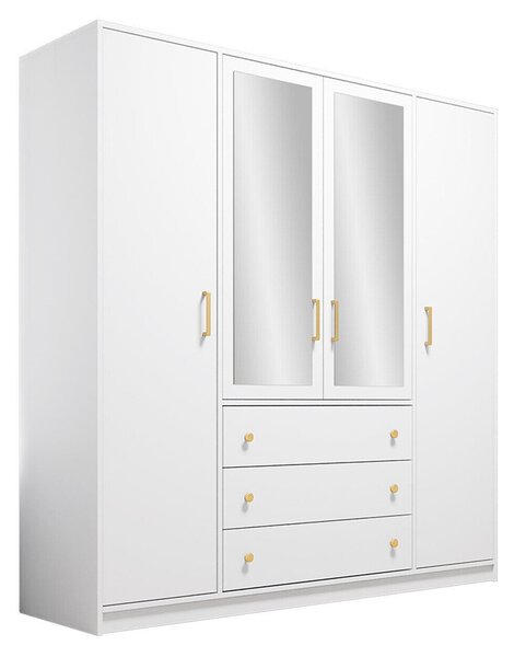 Gardróbszekrény Musum, Laminált forgácslap, 200x196x58cm, Fehér