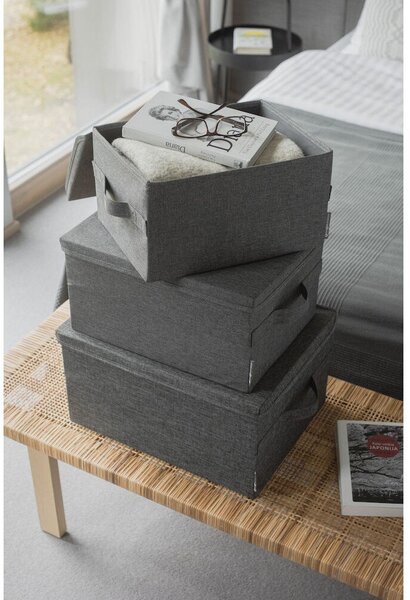 Szürke fedeles textil tárolódoboz 35x26x19 cm Soft Storage – Bigso